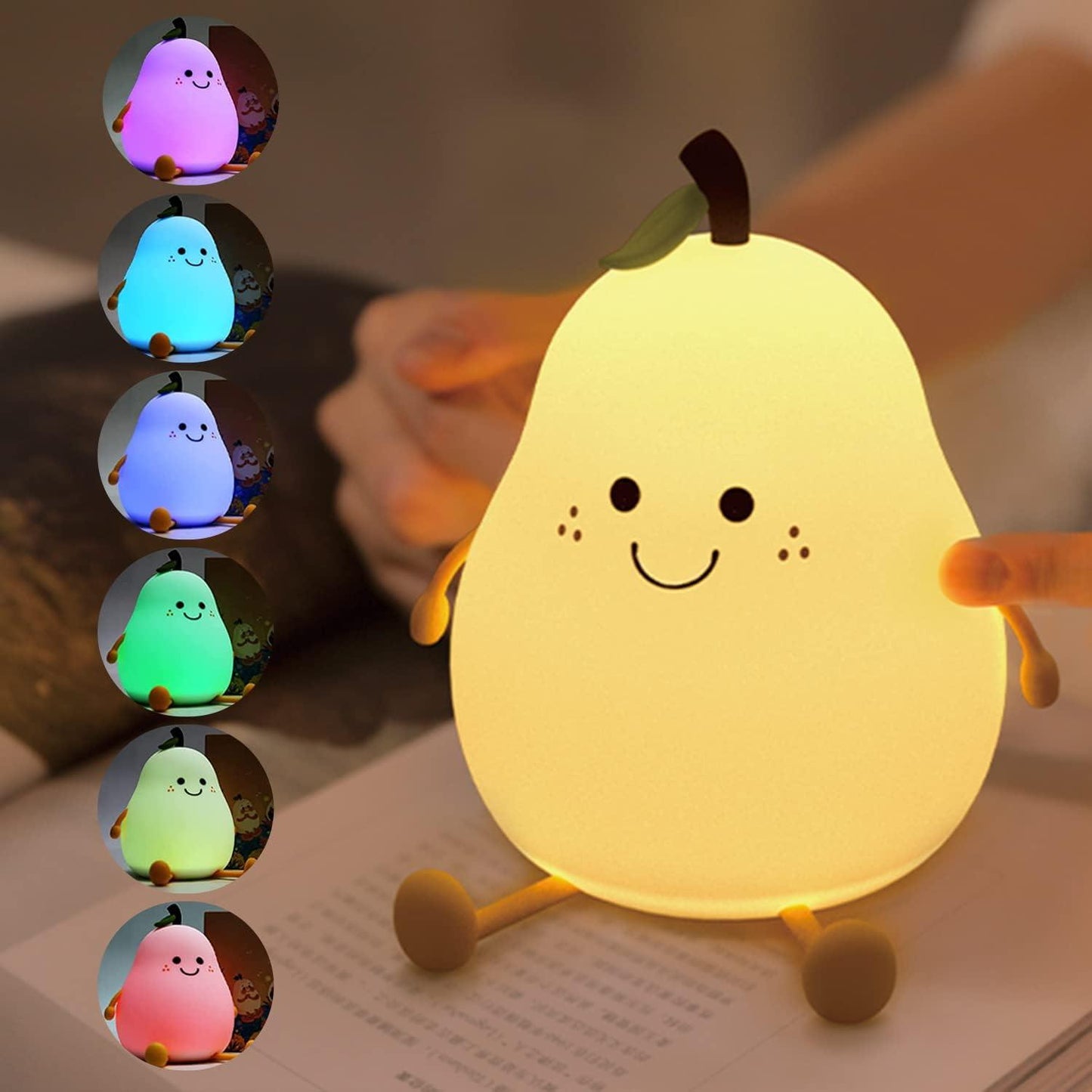 Nightly Wish Calming Rechargeable Dimmable 7 Colors Pear Touch Lamp - 0 - CozyBuys