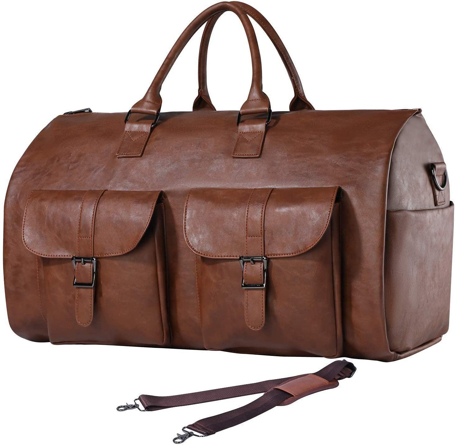 Convertible Duffle Garment Bag Promotion-with-start10 - Leather-Brown - hideabTest - CozyBuys