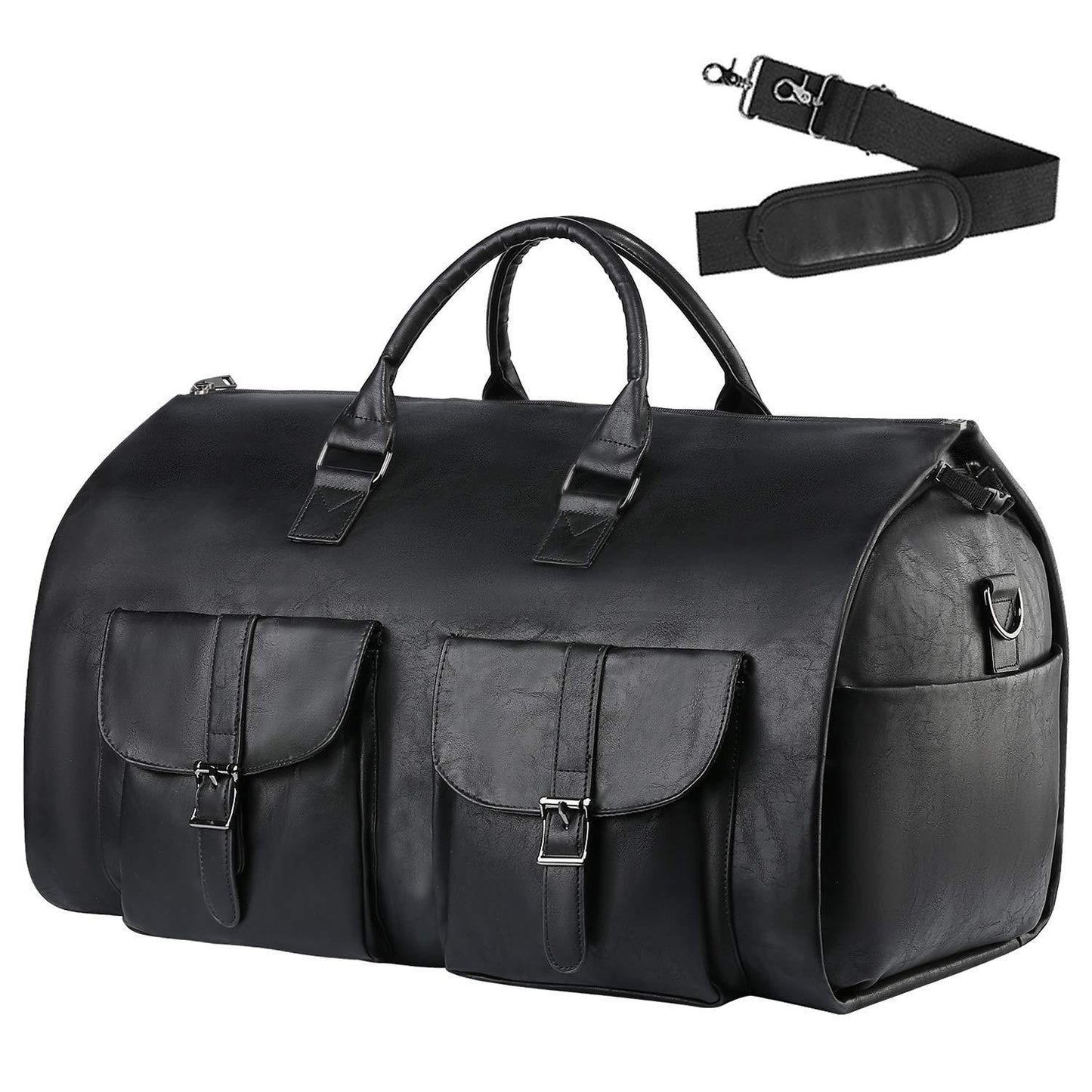 Convertible Duffle Garment Bag Promotion-with-start10 - Leather - Black - hideabTest - CozyBuys
