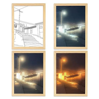 Creative Led Light Painting - Step under street lamp / 9.2 x 7.2in - CozyBuys
