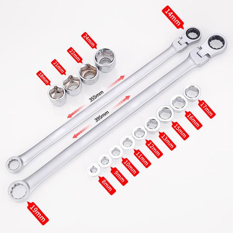 15-piece variable head ratchet wrench set