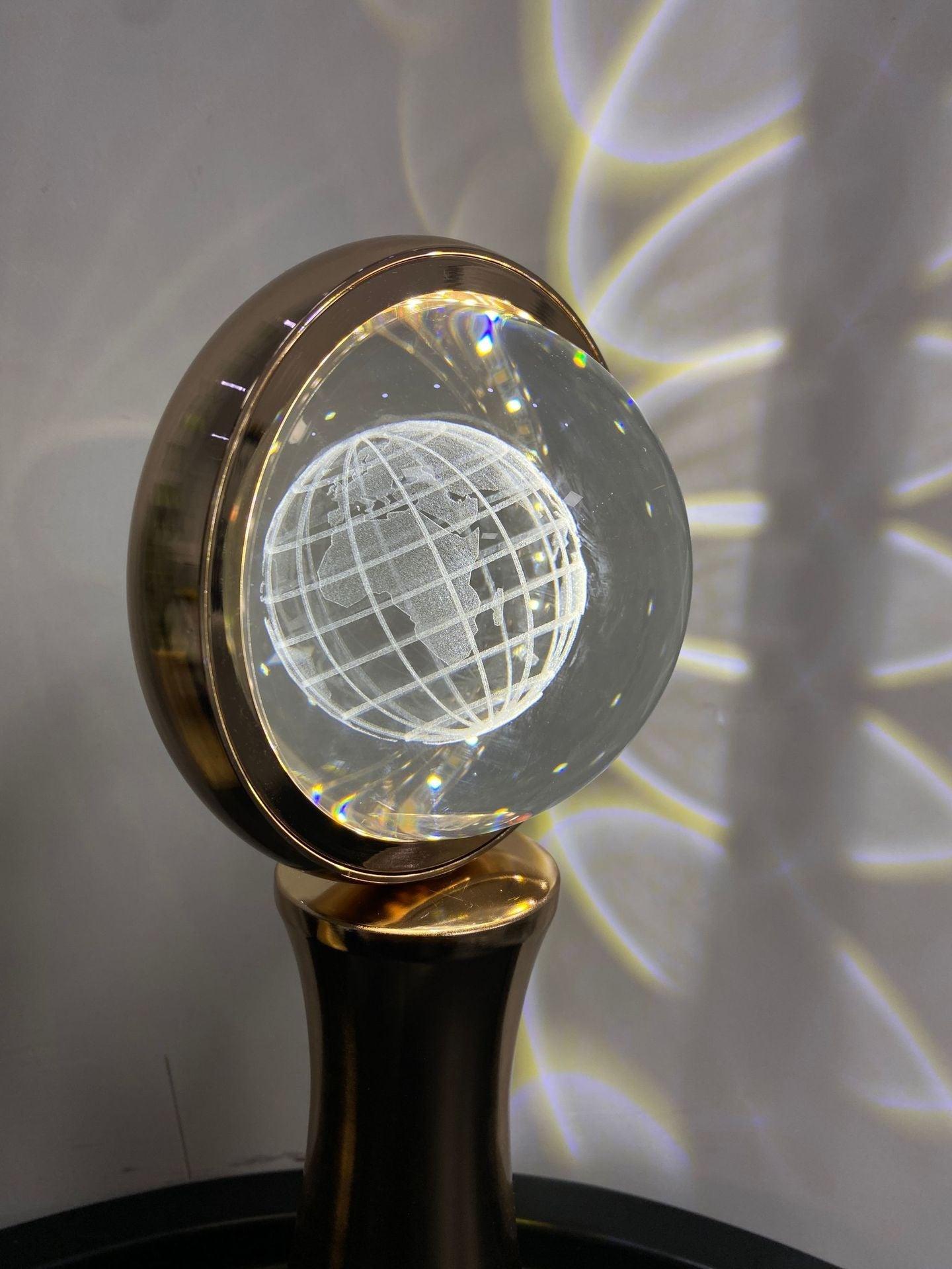 3D Crystal Globe Rotating Night Light - CozyBuys